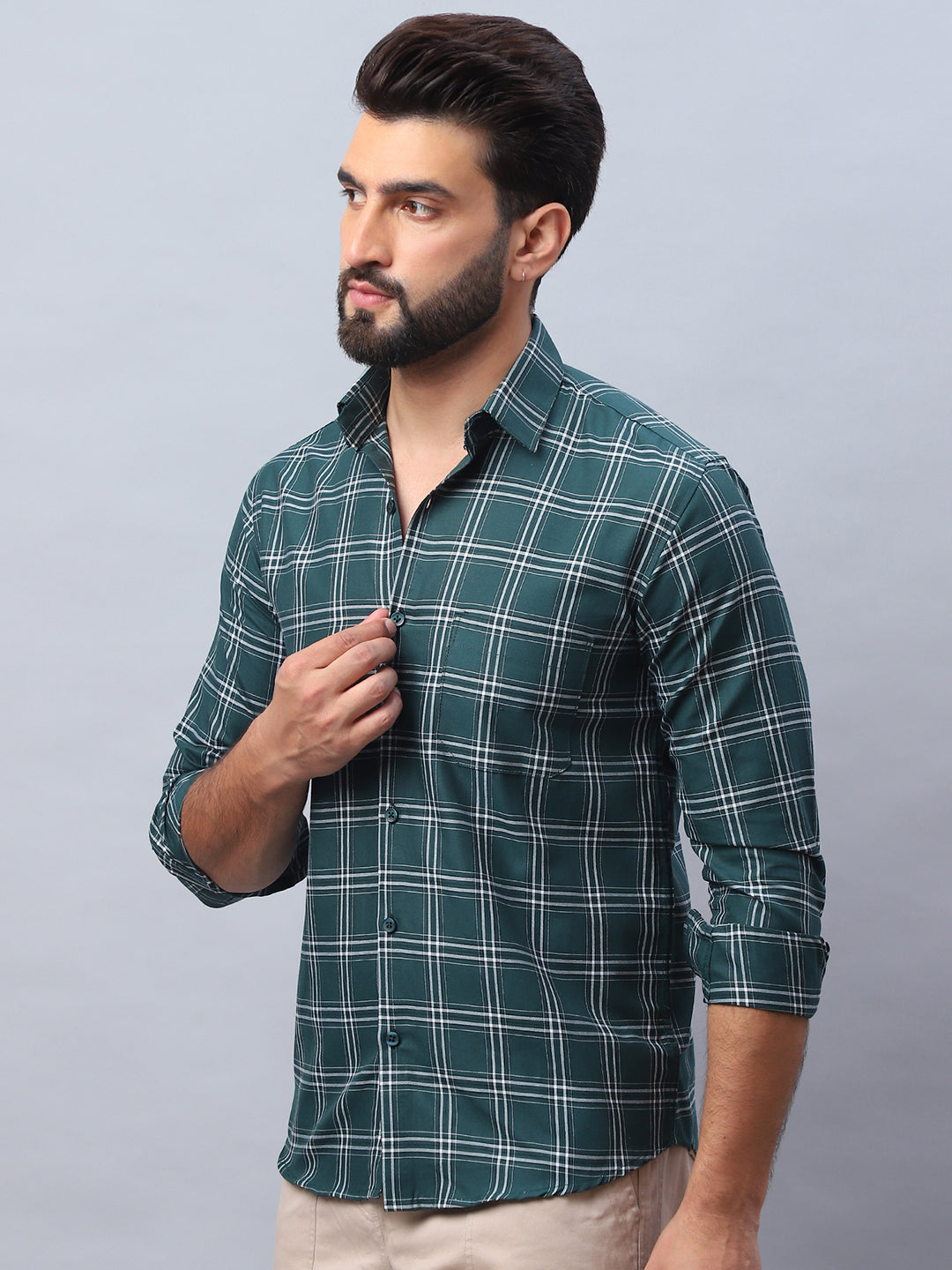 Checked Pure Cotton Casual Shirt For Men