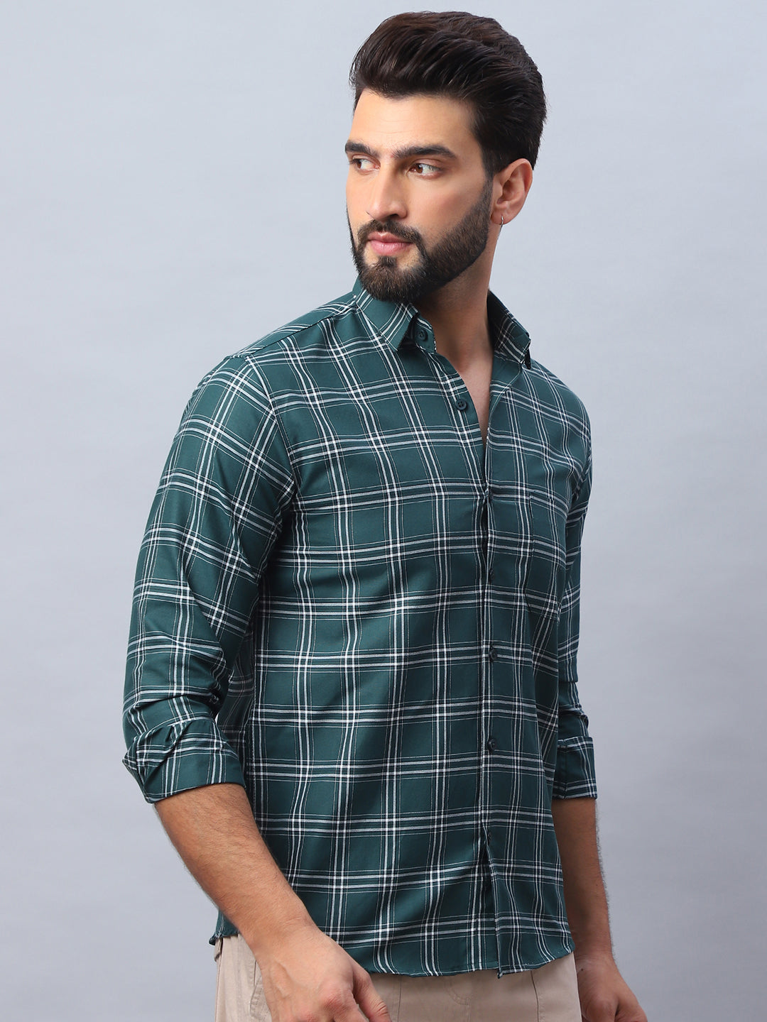 Checked Pure Cotton Casual Shirt For Men