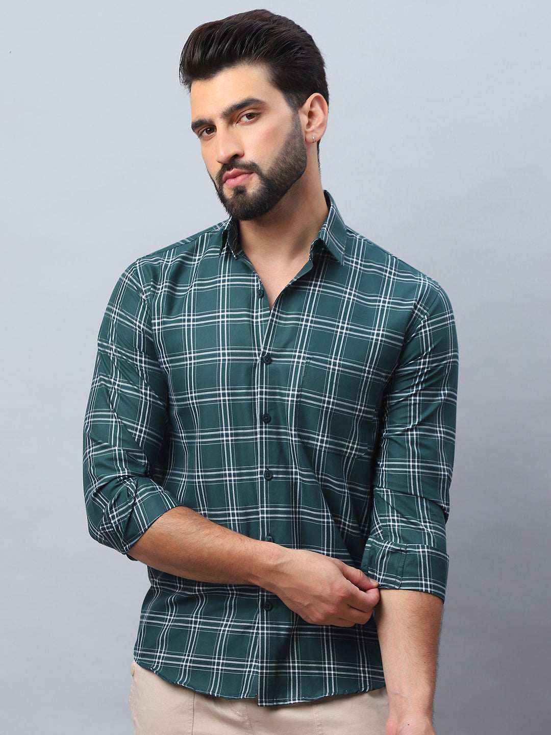 Checked Pure Cotton Casual Shirt For Men