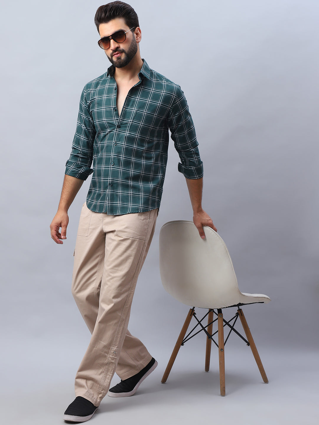 Checked Pure Cotton Casual Shirt For Men