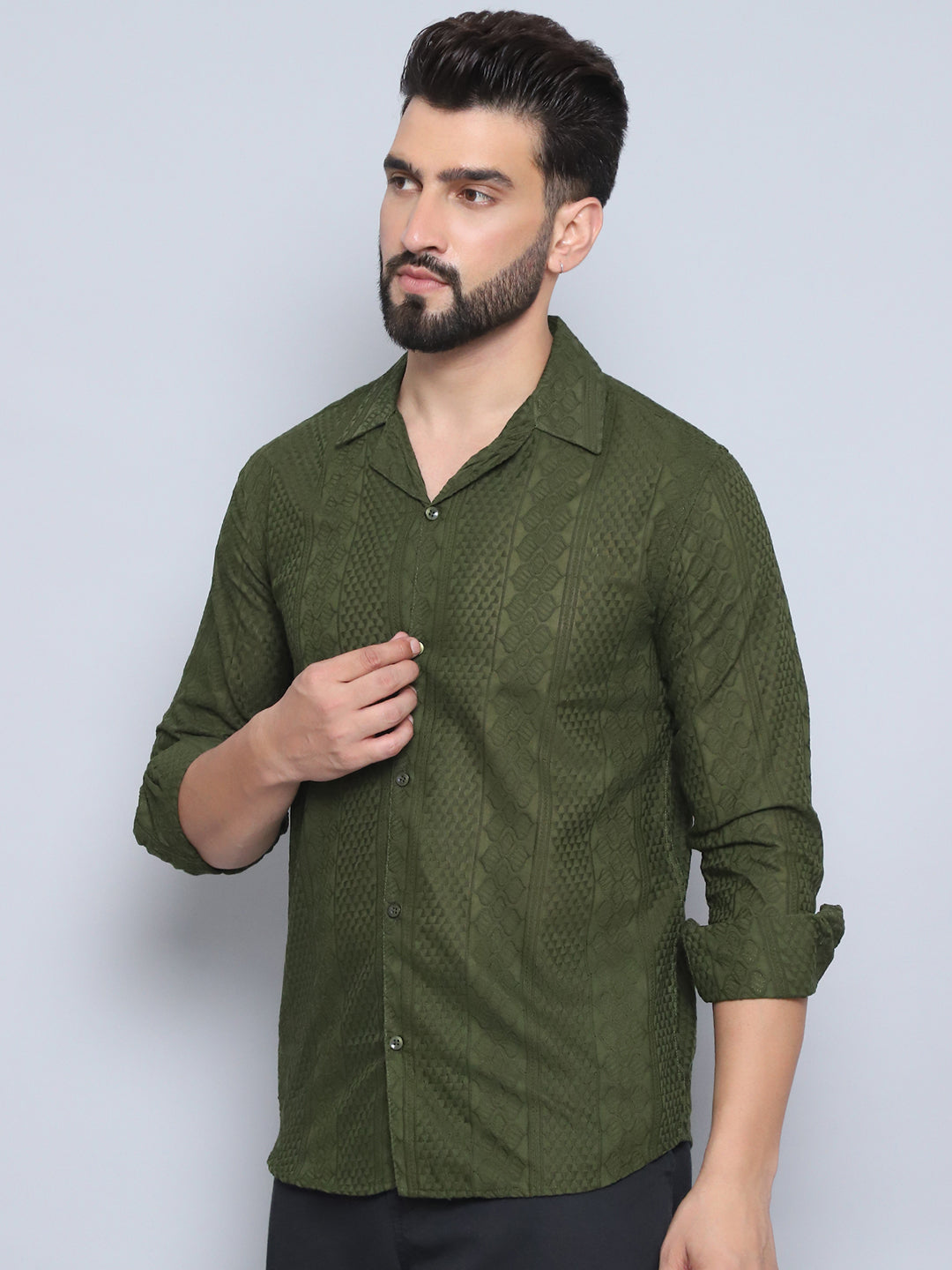Mens Embroidered Cotton Casual Shirt