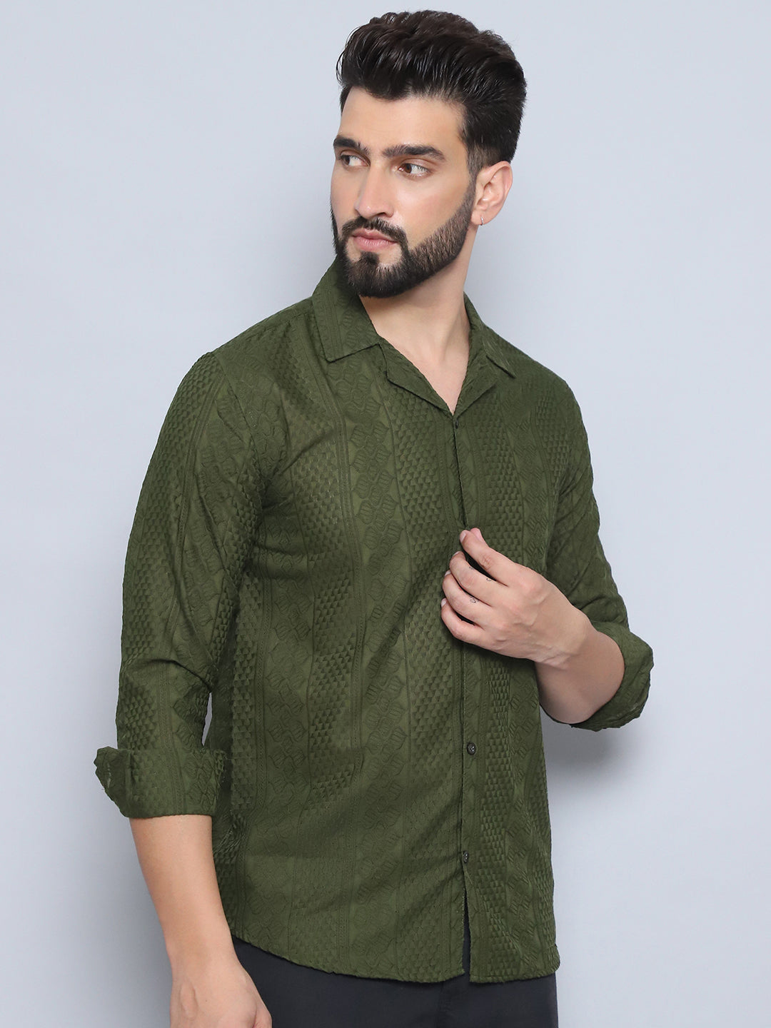 Mens Embroidered Cotton Casual Shirt