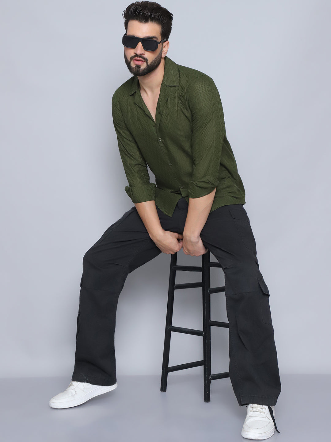Mens Embroidered Cotton Casual Shirt