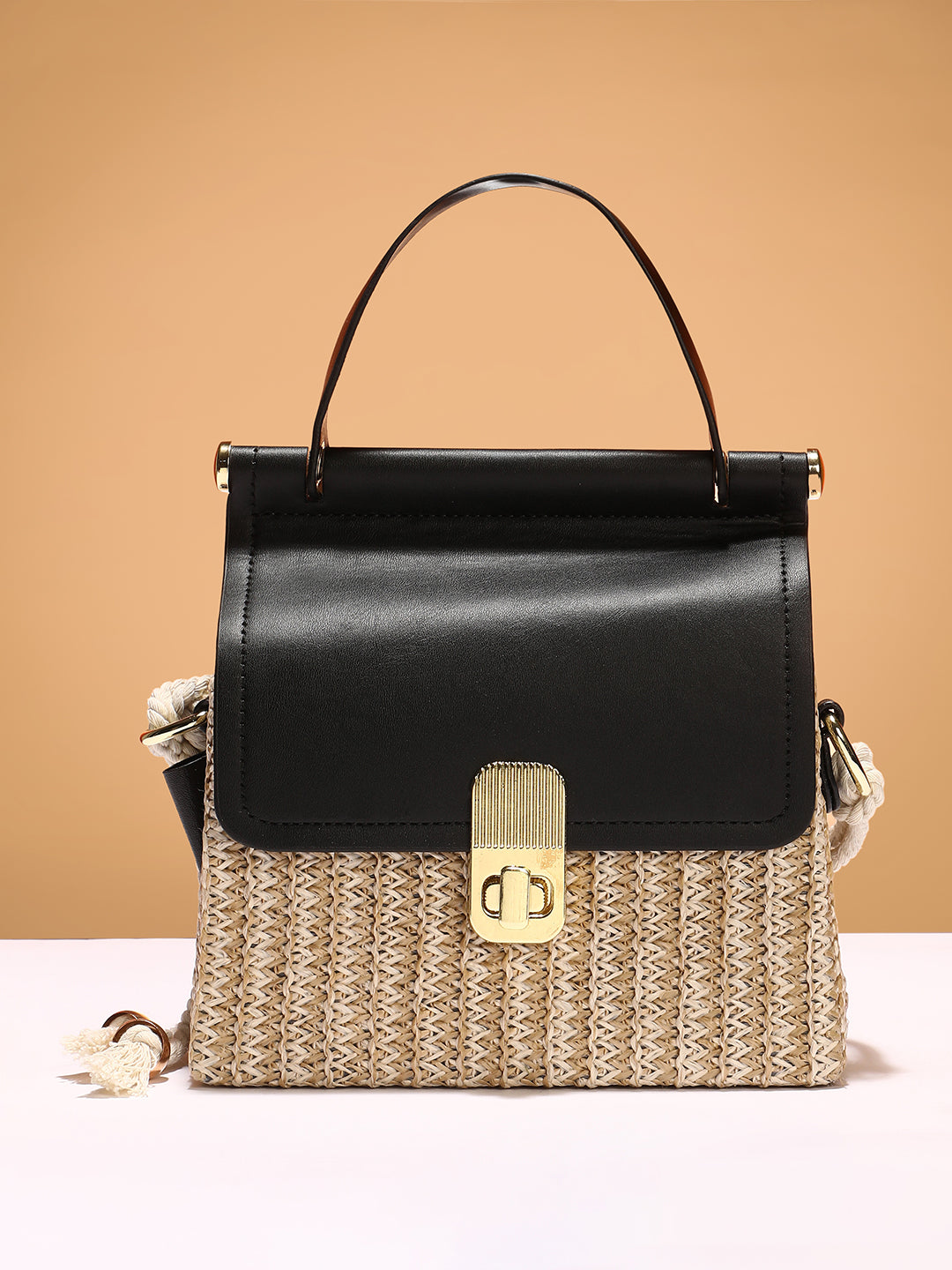 The Small Straw-Mã©Decin Hand Bag - Onyx Black