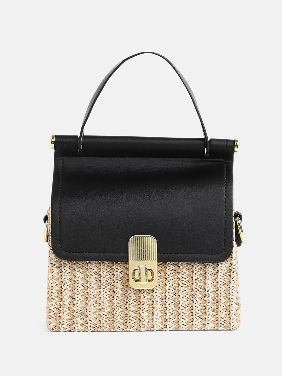 The Small Straw-Mã©Decin Hand Bag - Onyx Black