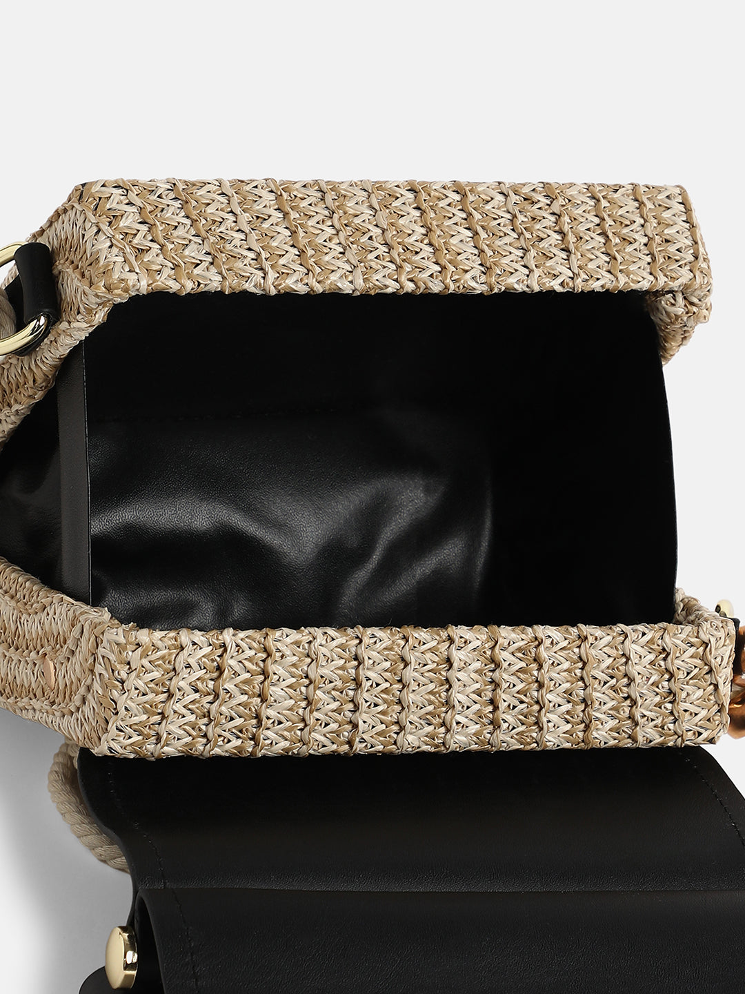The Small Straw-Mã©Decin Hand Bag - Onyx Black
