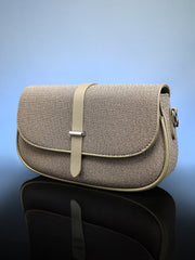 حقيبة كتف ذات هيكل مضلع مع جيب - أخضر زيتوني