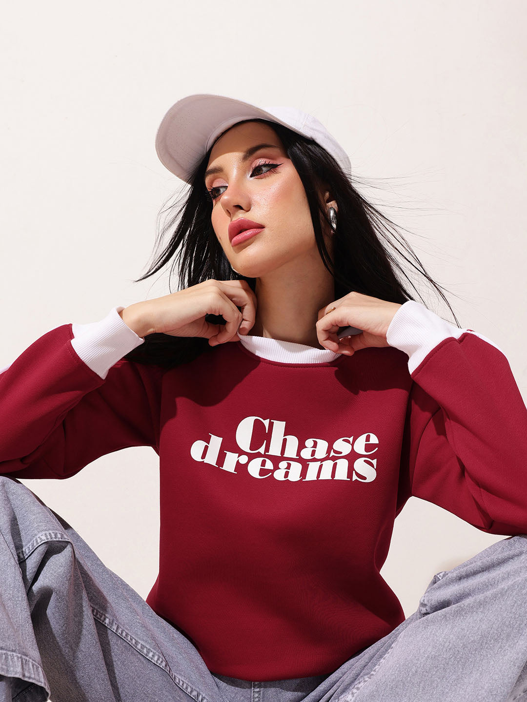 Contrast Neck Sweatshirt