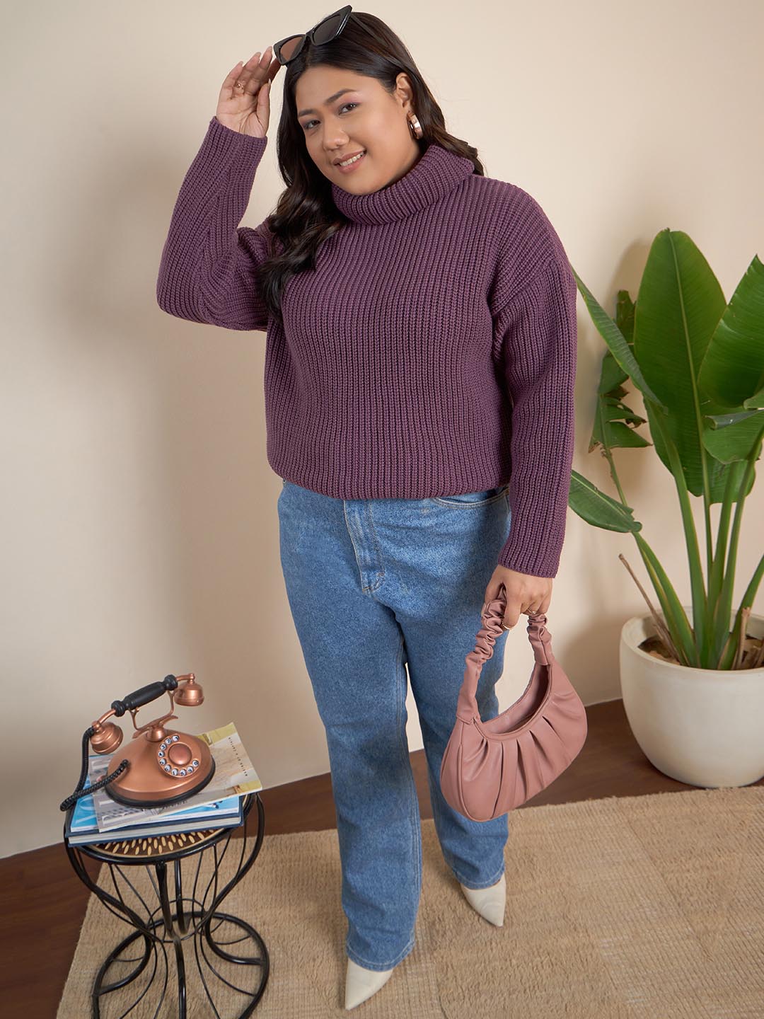 Ribbed Turtle Neck Pullover