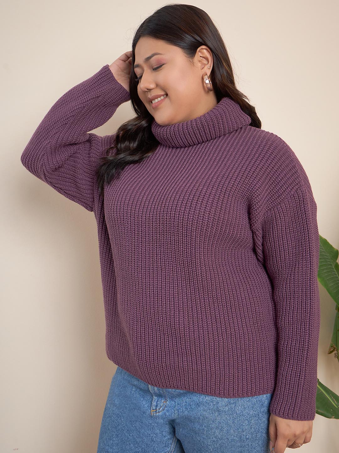 Ribbed Turtle Neck Pullover