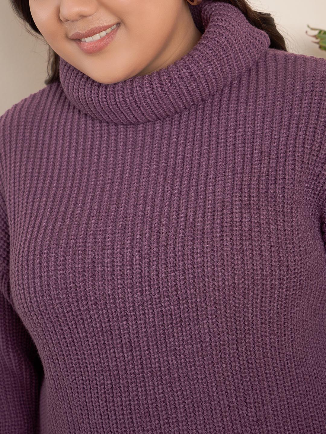 Ribbed Turtle Neck Pullover