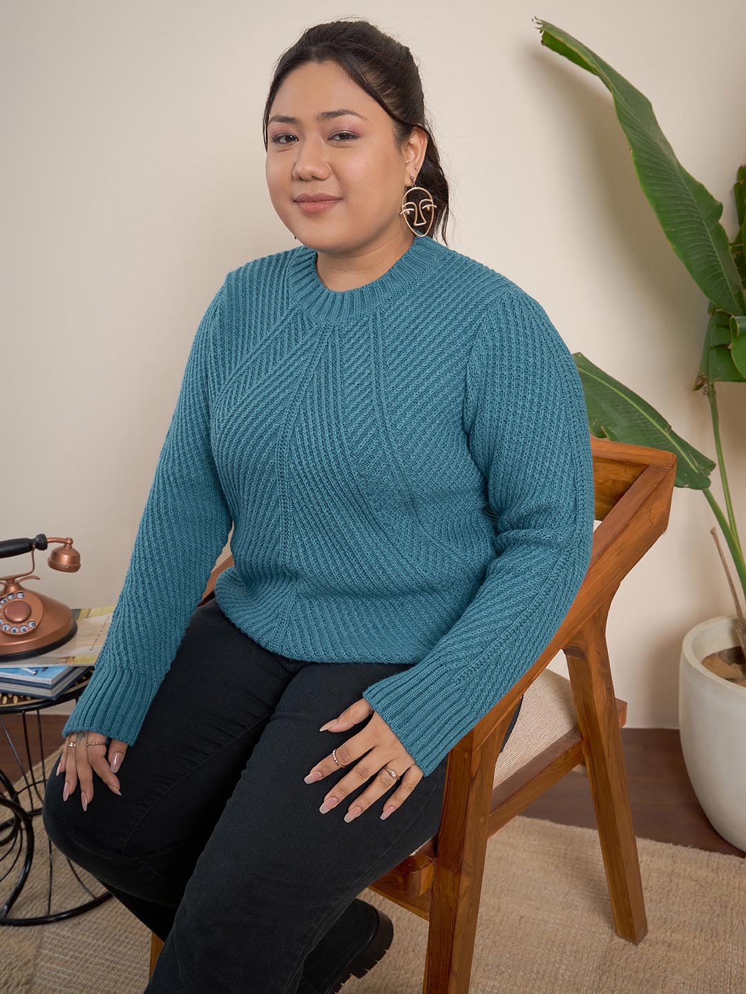 Cable knitted sweater