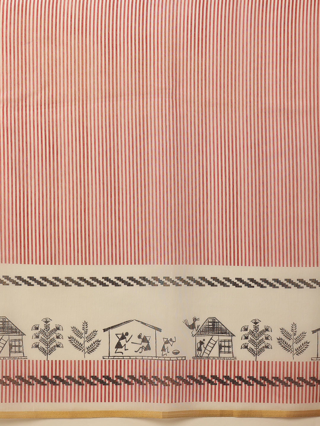 Striped Chanderi Cotton Digital Printed Saree