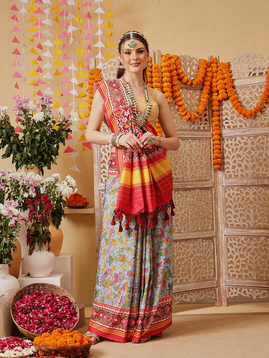 Kalamkari With Traditional Patola Printed Sarees