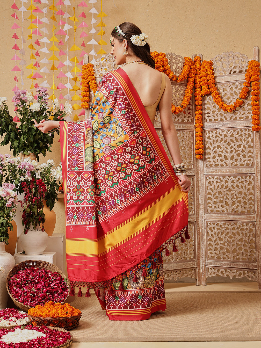 Kalamkari With Traditional Patola Printed Sarees