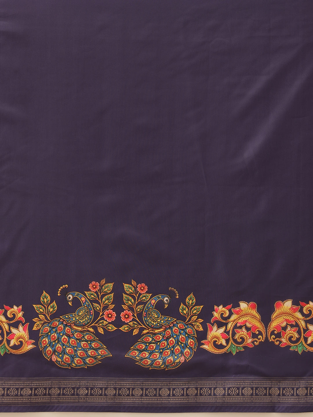 Kalamkari Printed Art Silk Festive Saree With Unstitched Blouse Piece