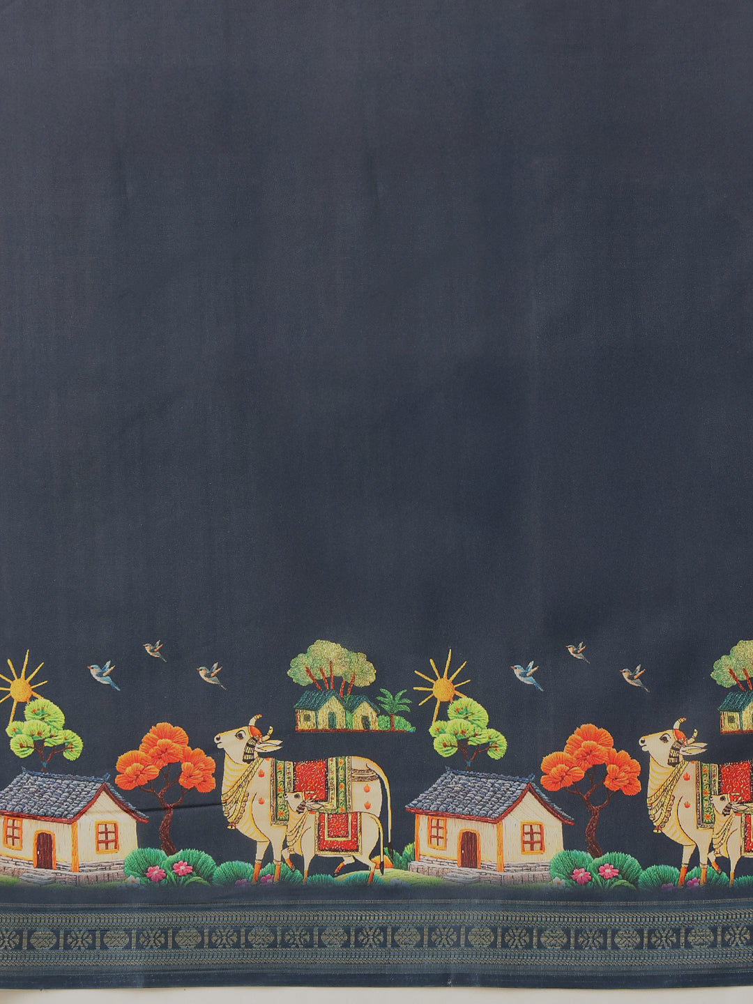Animal Printed Art Silk Festive Saree With Unstitched Blouse Piece