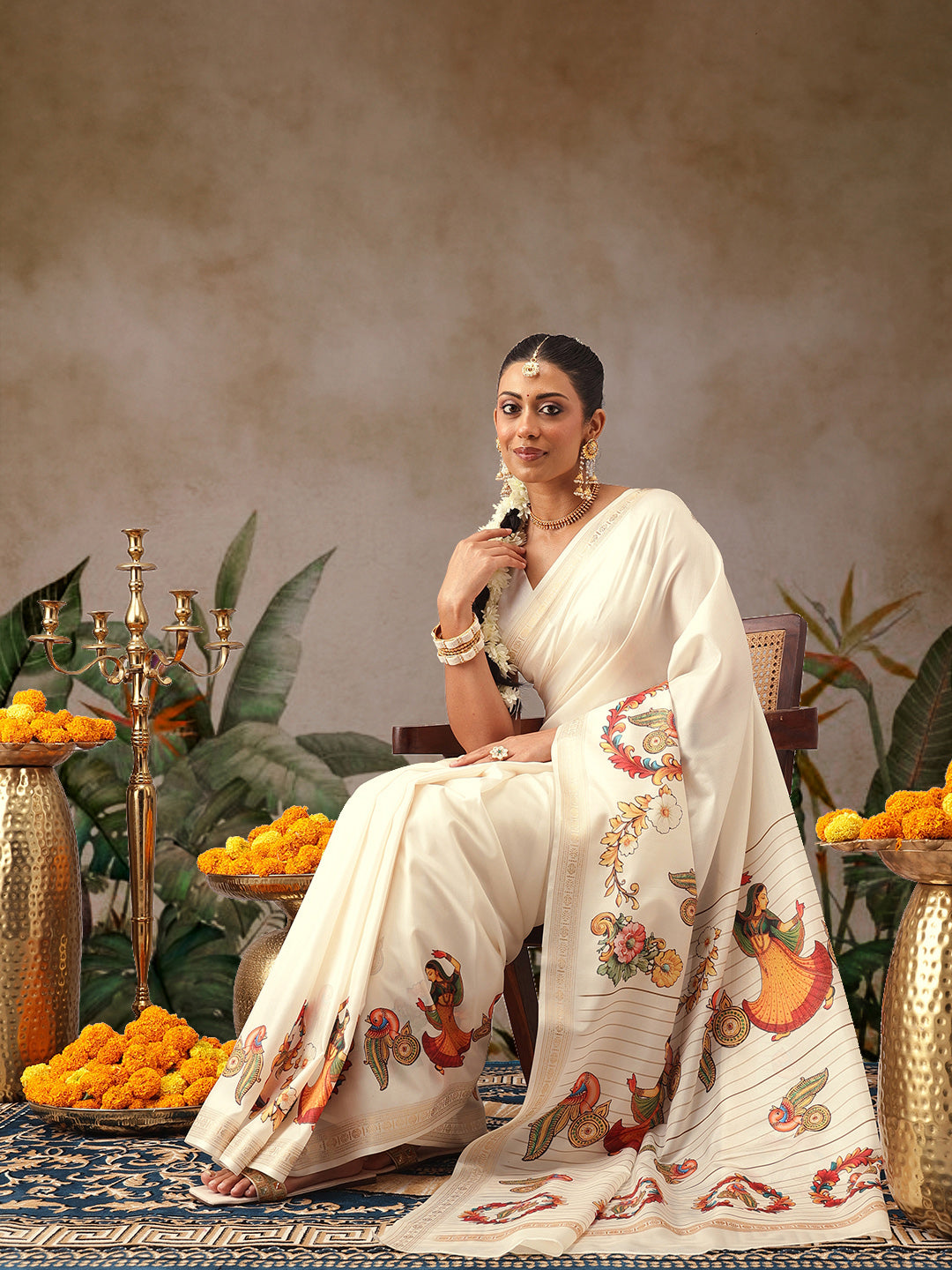 Digital Printed Festive Collection Mayli Tanjore Art Inspired Saree