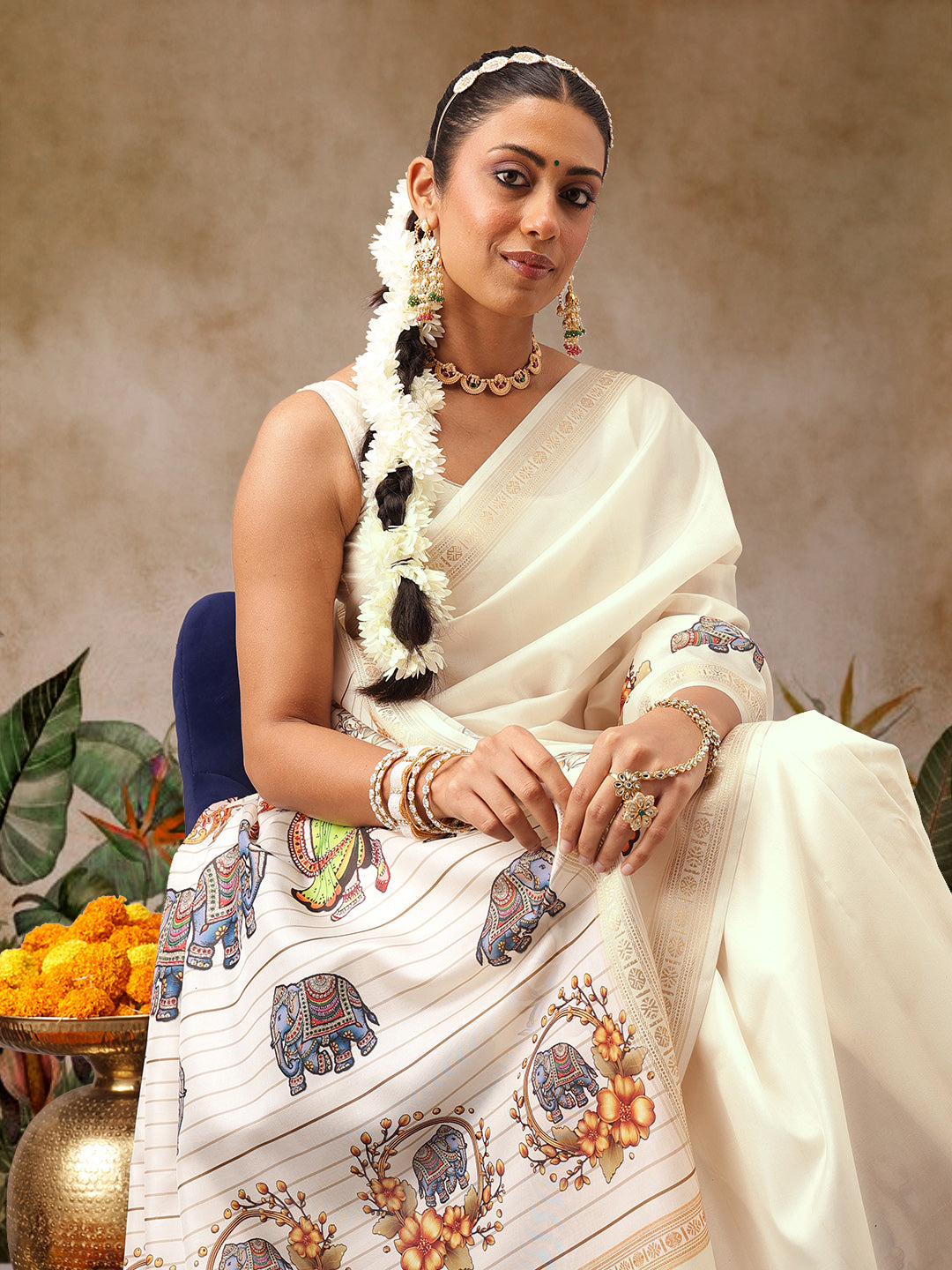Digital Printed Festive Collection Mayli Tanjore Art Inspired Saree