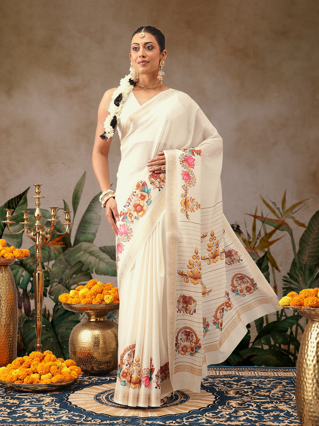 Digital Printed Festive Collection Mayli Tanjore Art Inspired Saree