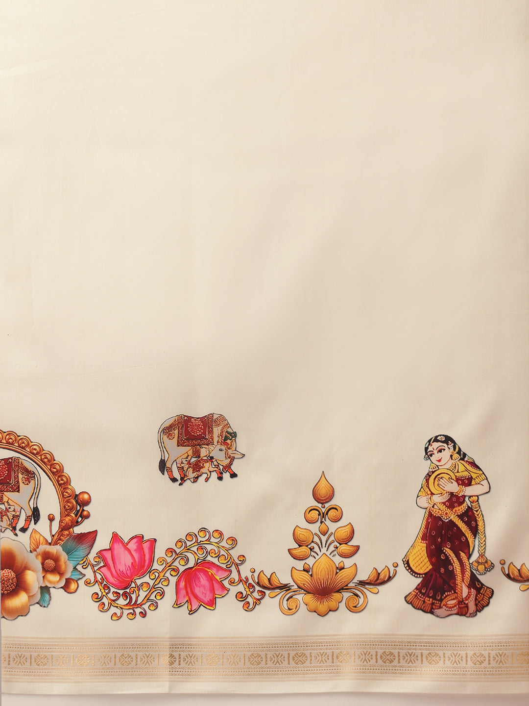 Digital Printed Festive Collection Mayli Tanjore Art Inspired Saree