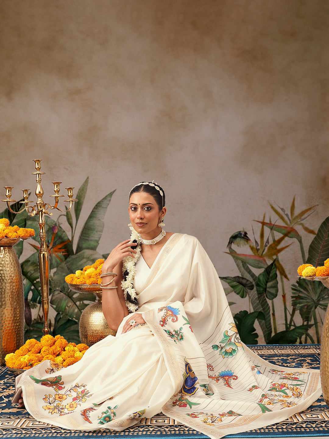 Digital Printed Festive Collection Mayli Tanjore Art Inspired Saree