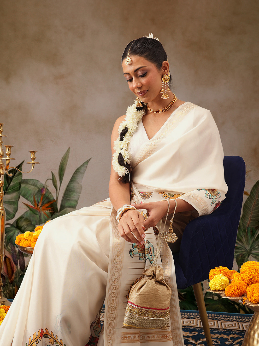 Digital Printed Festive Collection Mayli Tanjore Art Inspired Saree