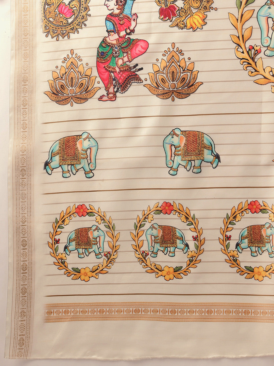 Digital Printed Festive Collection Mayli Tanjore Art Inspired Saree