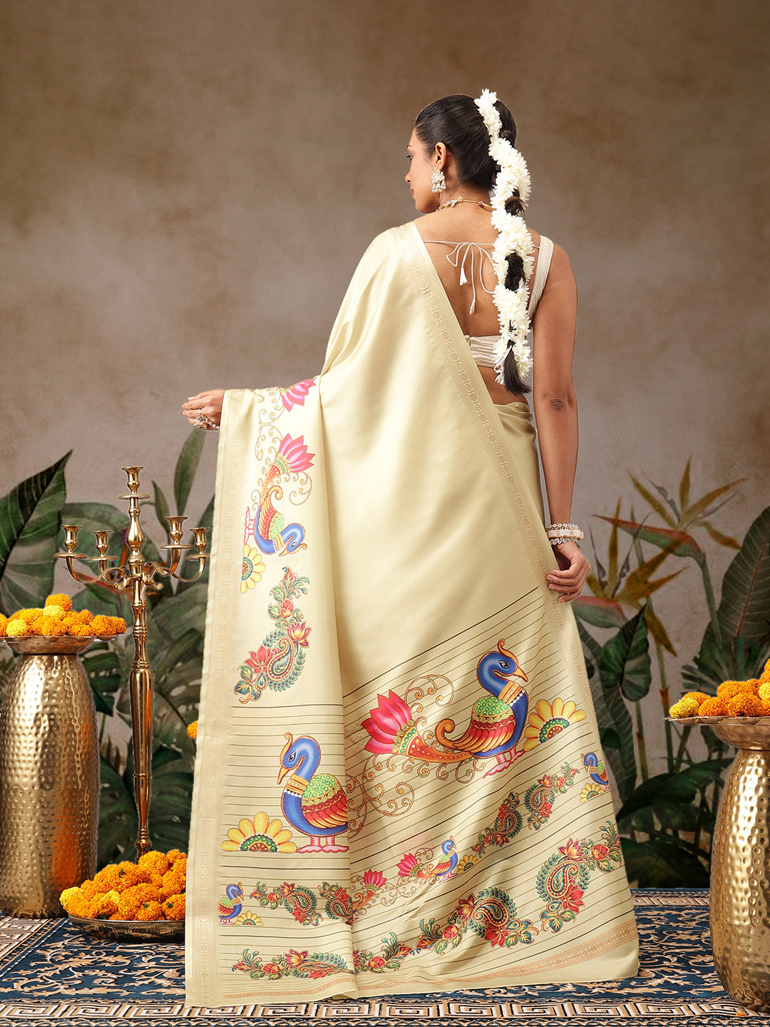 Digital Printed Premium Festive Saree with Tanjore Art Inspiration