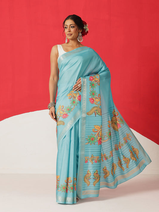 Digital Printed Premium Festive Saree with Tanjore Art Inspiration