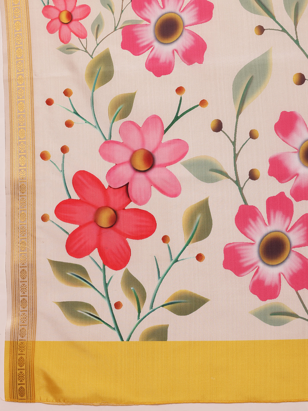 Kerala Style Digital Printed Silk Saree for Onam, Temple, & Ethnic Wear with Printed Blouse