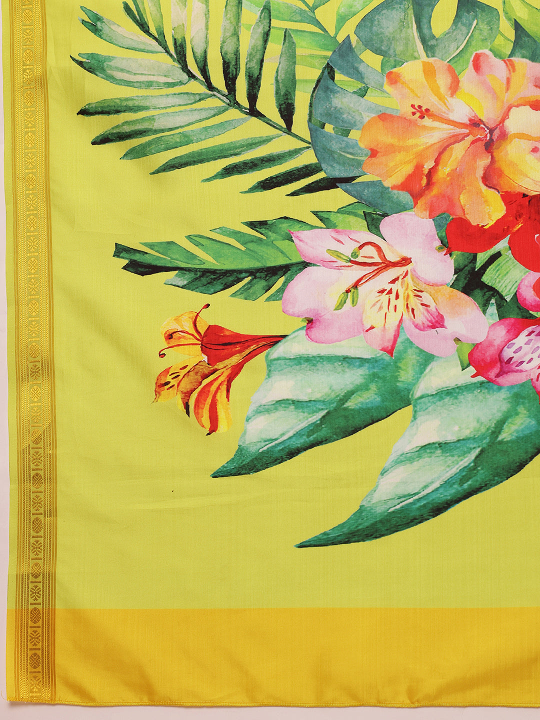 Kerala Style Digital Printed Silk Saree for Onam, Temple, & Ethnic Wear with Printed Blouse
