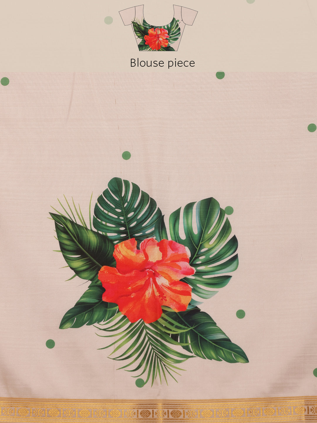 Kerala Style Digital Printed Silk Saree for Onam, Temple, & Ethnic Wear with Printed Blouse