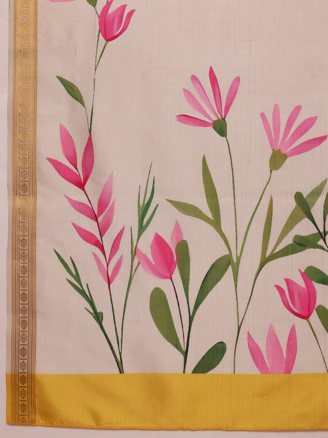 Kerala Style Digital Printed Silk Saree for Onam, Temple, & Ethnic Wear with Printed Blouse