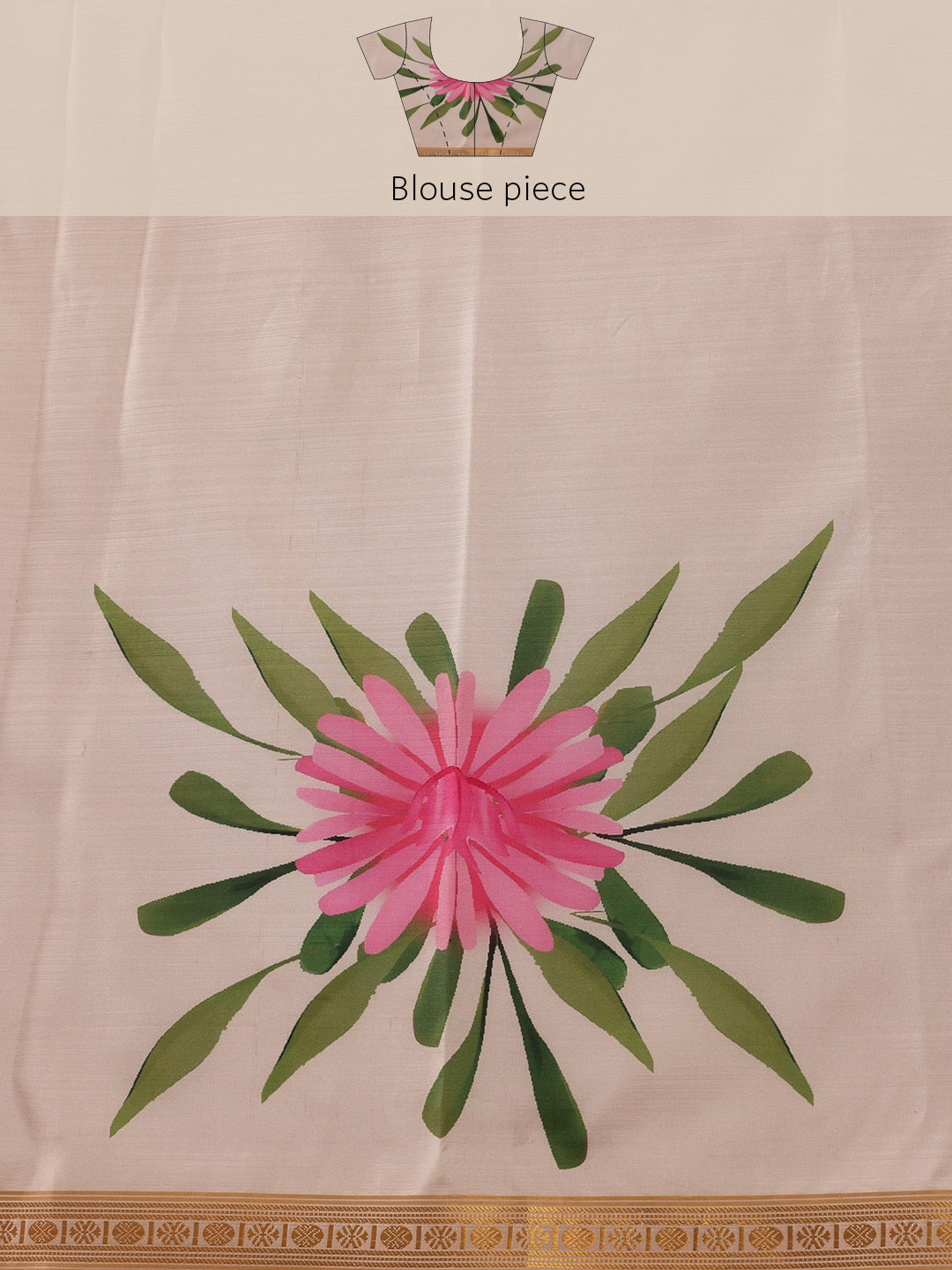 Kerala Style Digital Printed Silk Saree for Onam, Temple, & Ethnic Wear with Printed Blouse