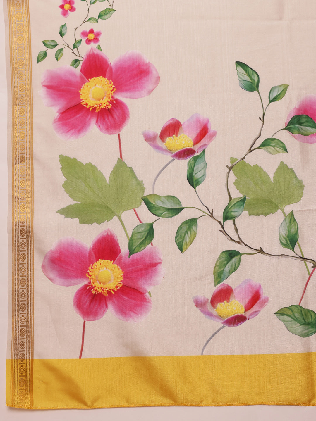 Kerala Style Digital Printed Silk Saree for Onam, Temple, & Ethnic Wear with Printed Blouse