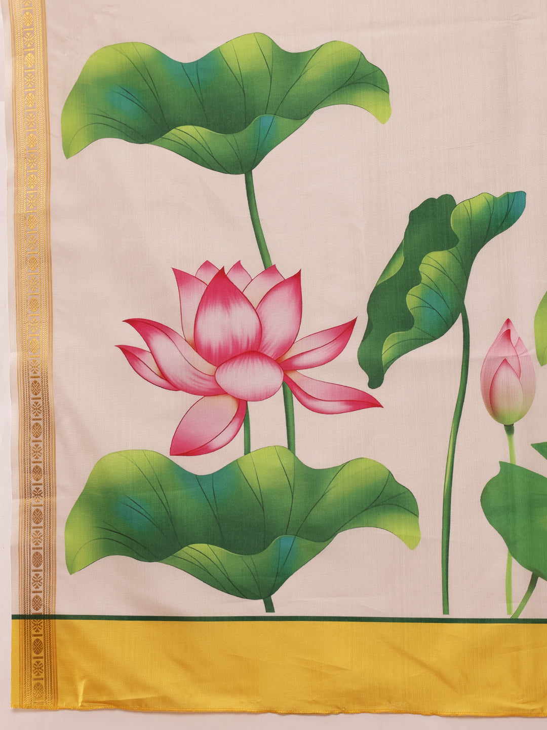 Kerala Style Digital Printed Silk Saree for Onam, Temple, & Ethnic Wear with Printed Blouse