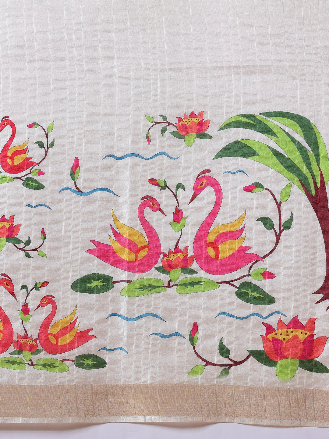 Kerala Style Digital Printed Silk Saree for Onam, Temple, & Ethnic Wear with Printed Blouse