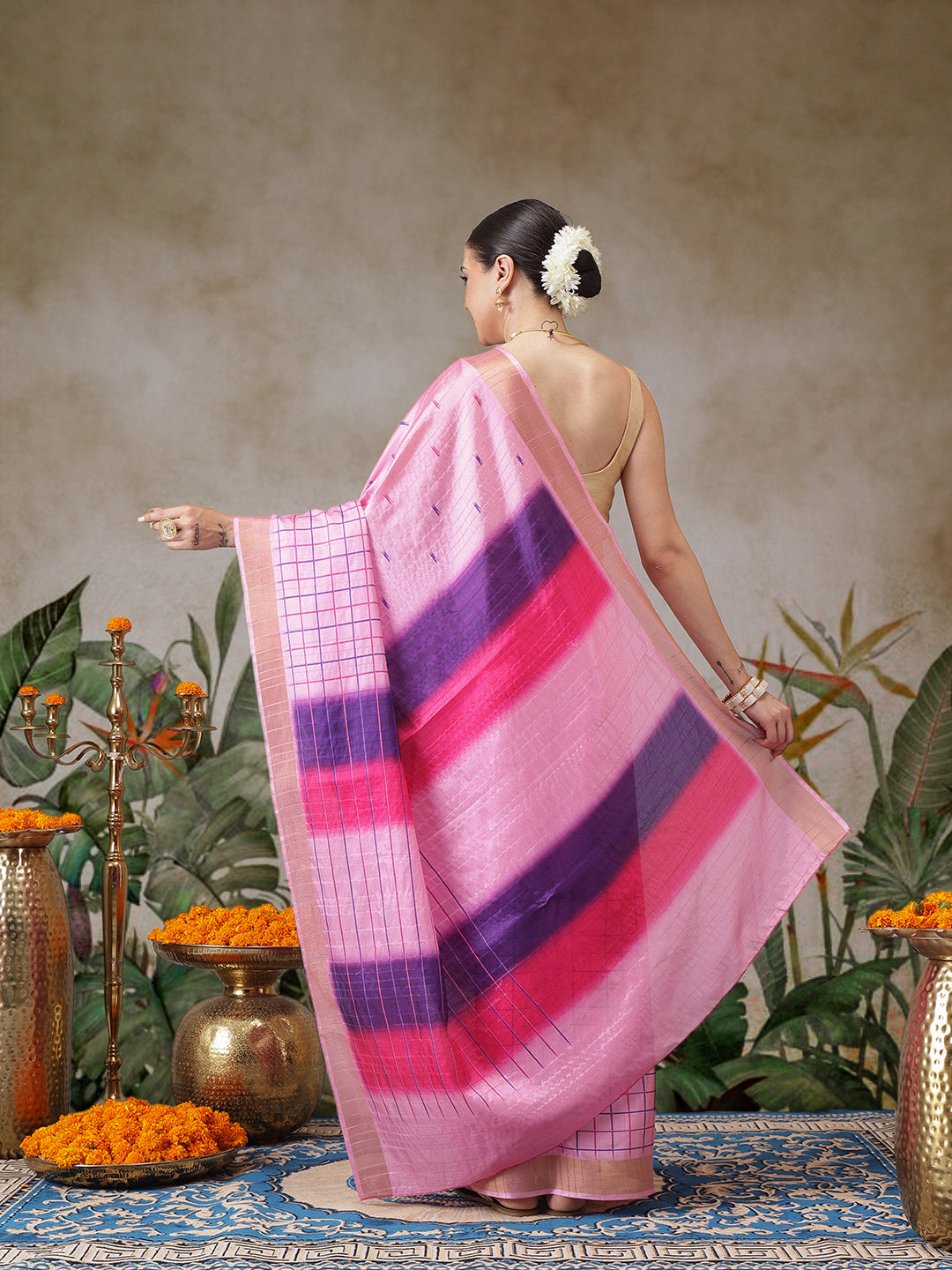 Kerala Style Digital Printed Silk Saree for Onam, Temple, & Ethnic Wear with Printed Blouse
