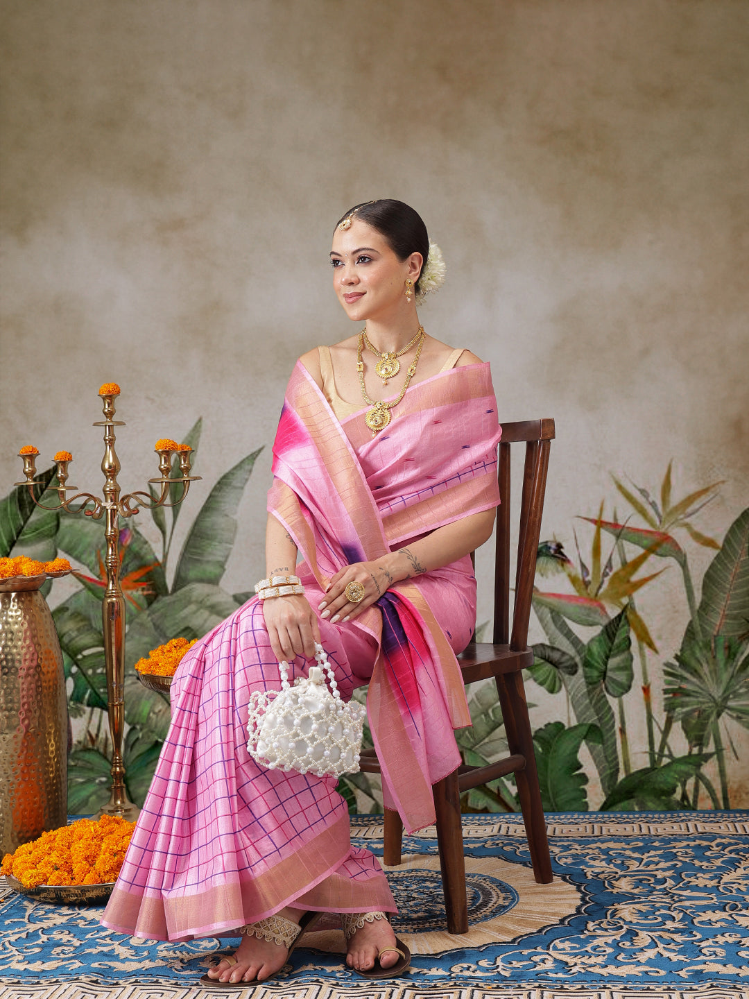 Kerala Style Digital Printed Silk Saree for Onam, Temple, & Ethnic Wear with Printed Blouse