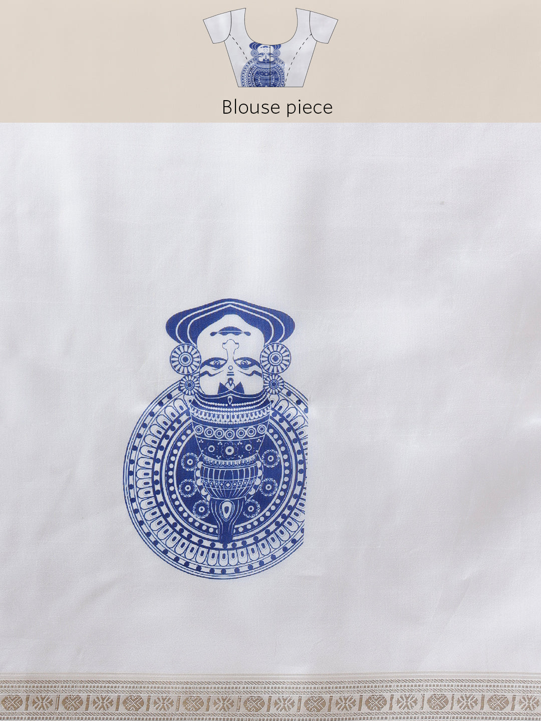 Kerala Style Digital Printed Silk Saree for Onam, Temple, & Ethnic Wear with Printed Blouse