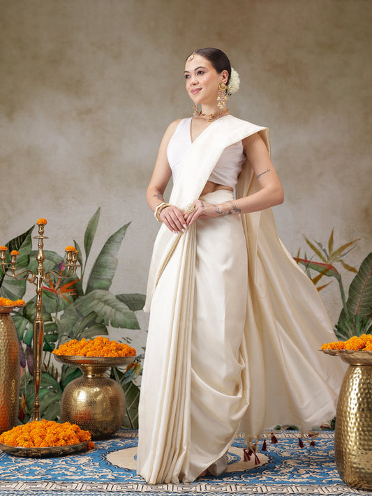 Kerala Style Digital Printed Silk Saree for Onam, Temple, & Ethnic Wear with Printed Blouse