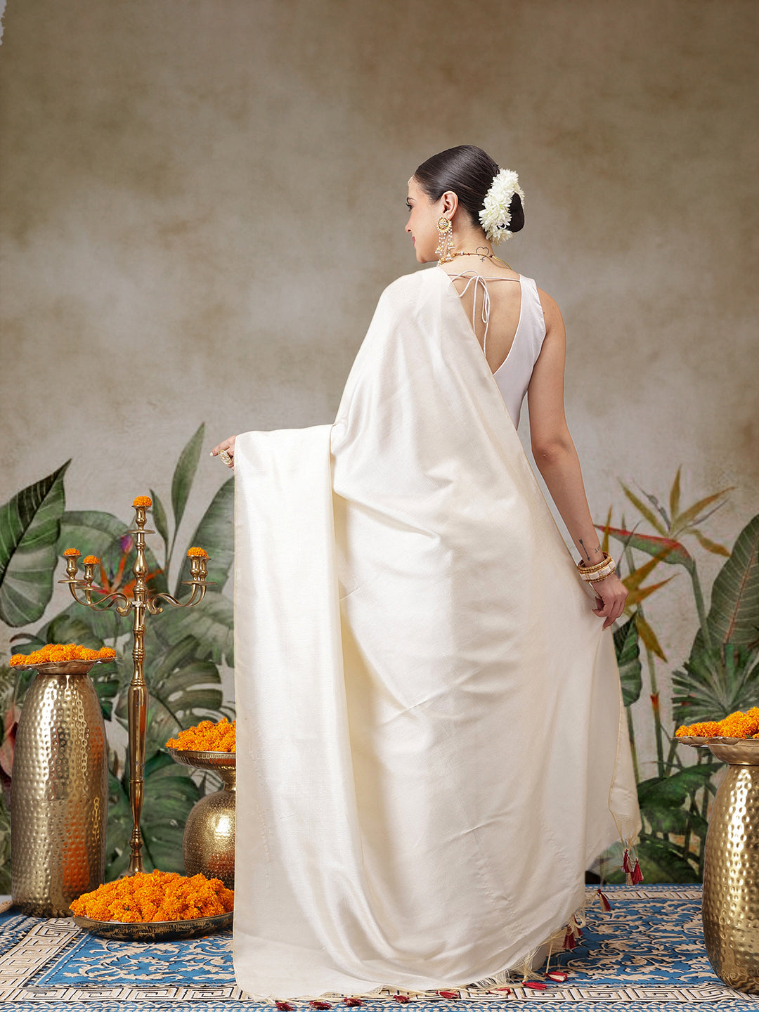 Kerala Style Digital Printed Silk Saree for Onam, Temple, & Ethnic Wear with Printed Blouse