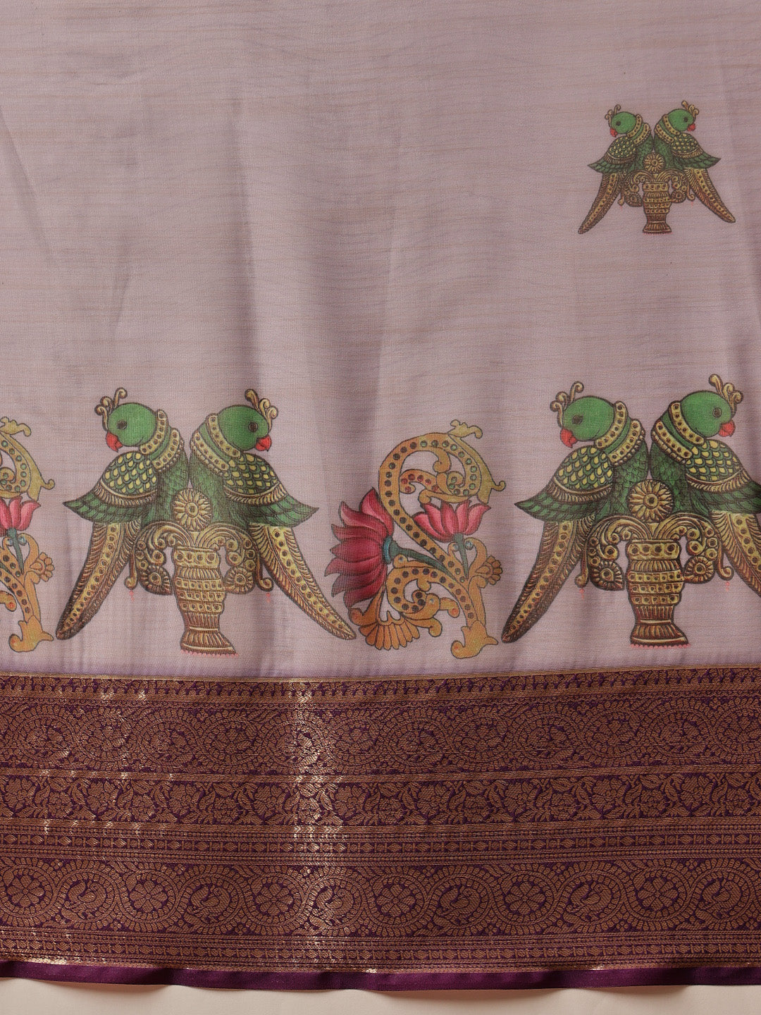 Kalamkari Digital Printed Georgette Saree With Rich Pallu