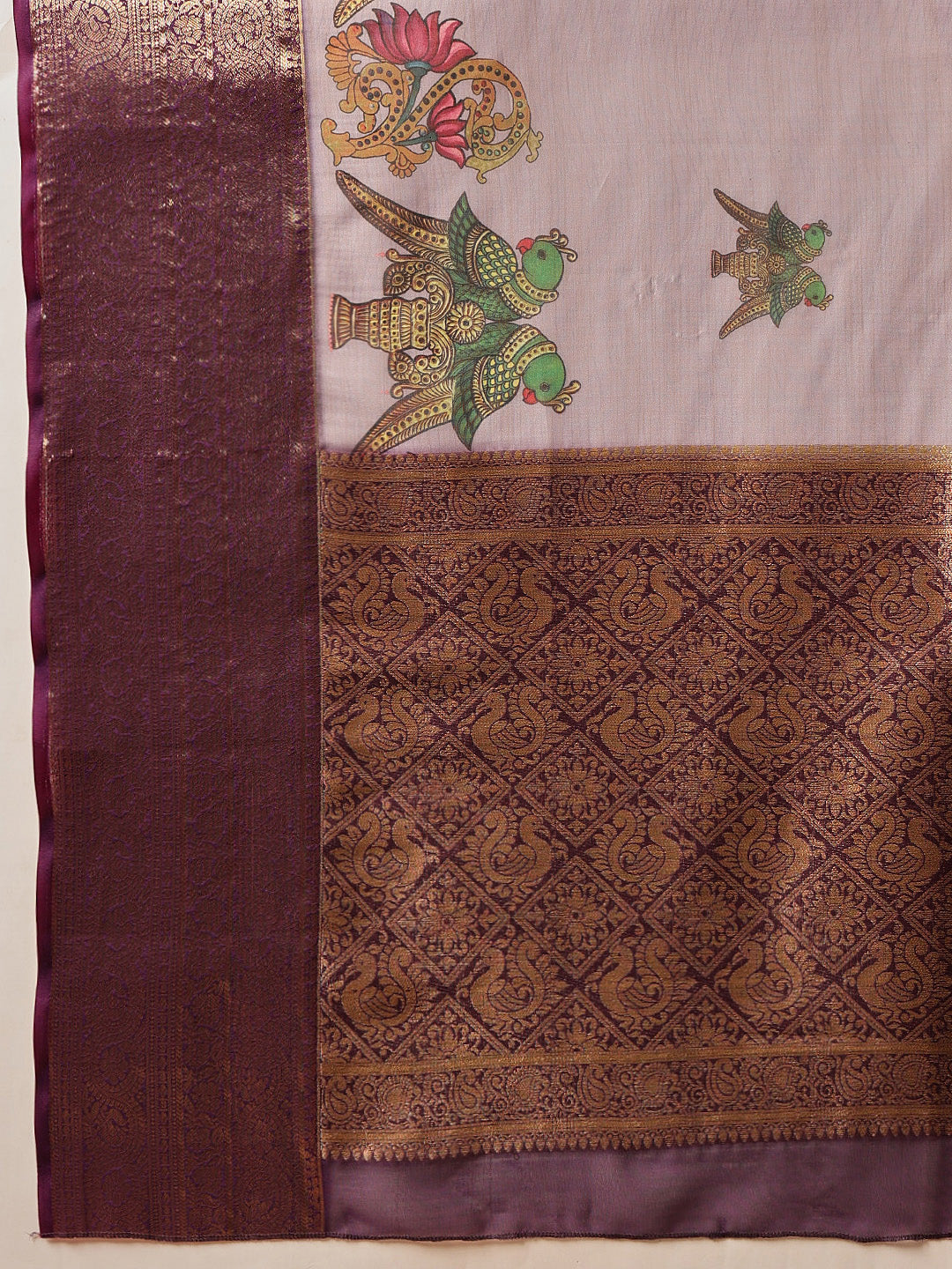 Kalamkari Digital Printed Georgette Saree With Rich Pallu