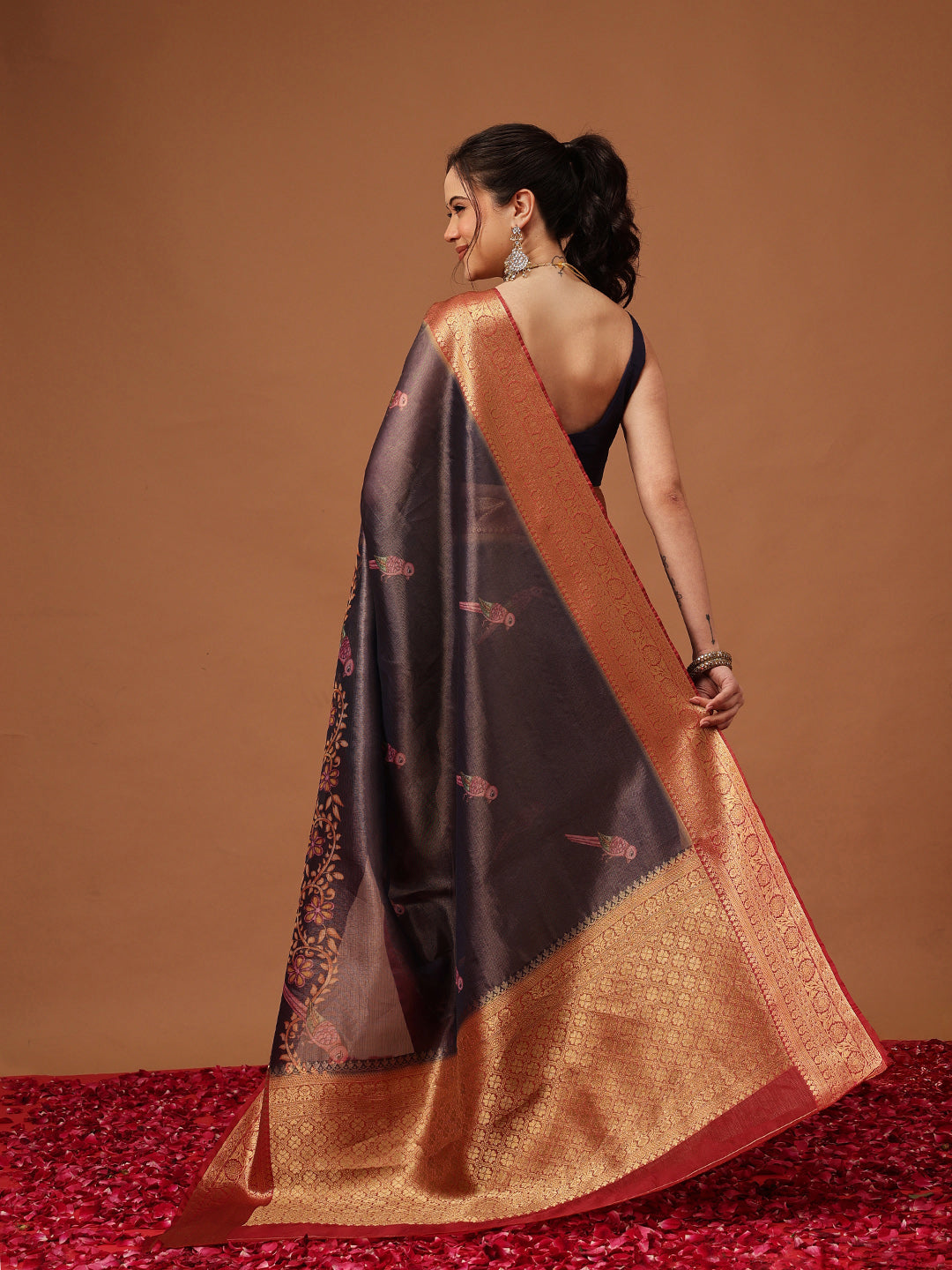 Tissue Zari Digital Printed Pichwai Saree With Rich Pallu