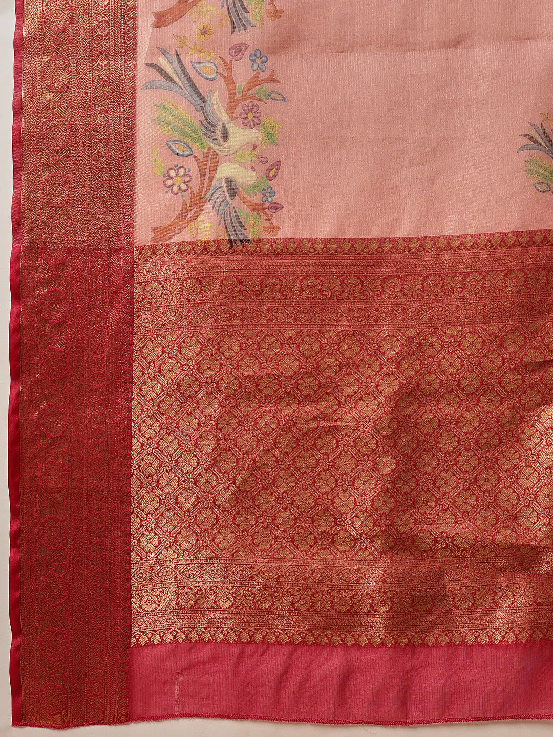 Tissue Zari Digital Printed Pichwai Saree With Rich Pallu