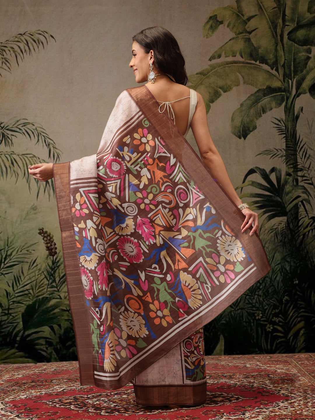 Women's Kotha Silk Bengali Style Digital Printed Saree
