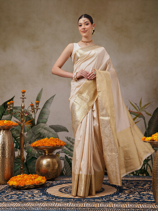 Traditional Ethnic Woven Saree for Onam & Special Occasions with Running Blouse