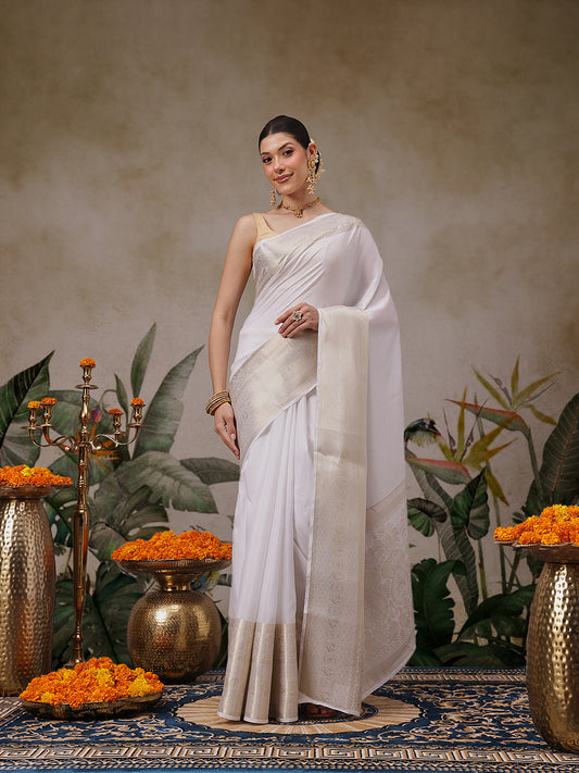 Traditional Ethnic Woven Saree for Onam & Special Occasions with Running Blouse